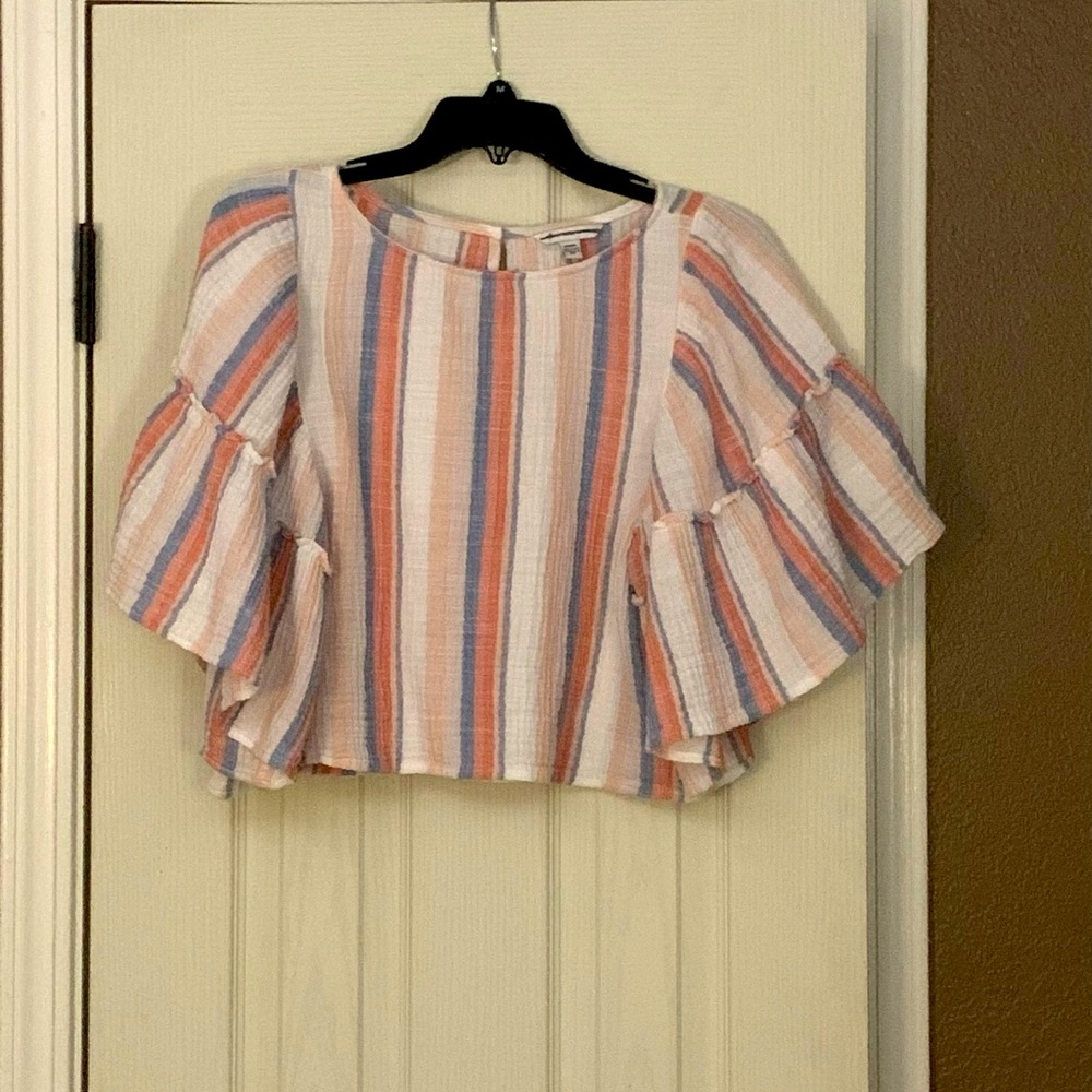 Closet clear out🌻 American Eagle Outfitters Striped Crop Top - Red, Blue, White